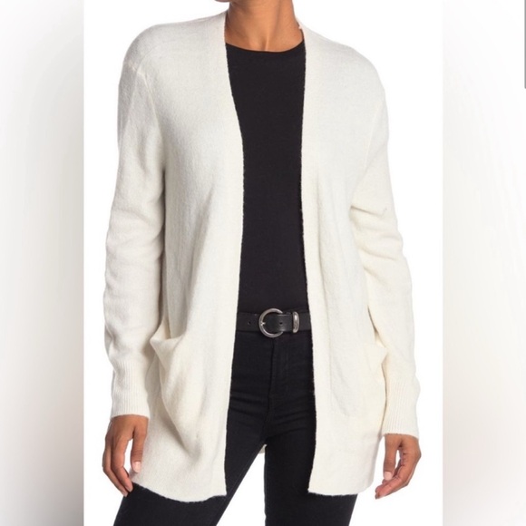 Madewell Cozy Walker Cream Colored Alpaca Wool Blend Open Cardigan Pockets Small - Picture 1 of 13